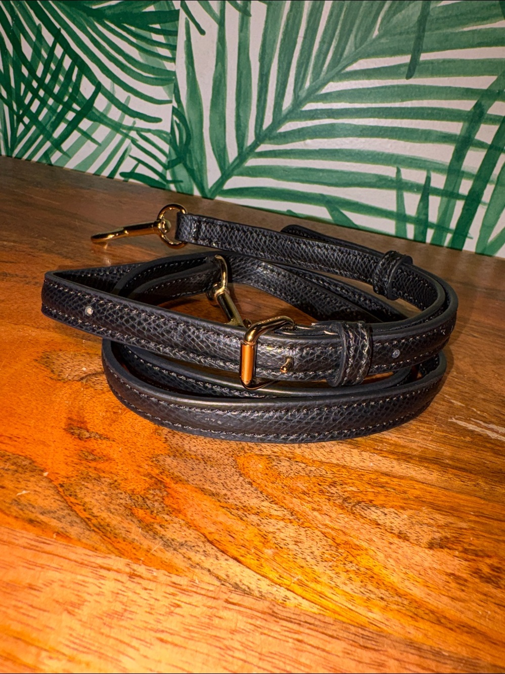 Coach Black Textured Snake Leather Gold Brass Hardware Clip On Replacement Strap